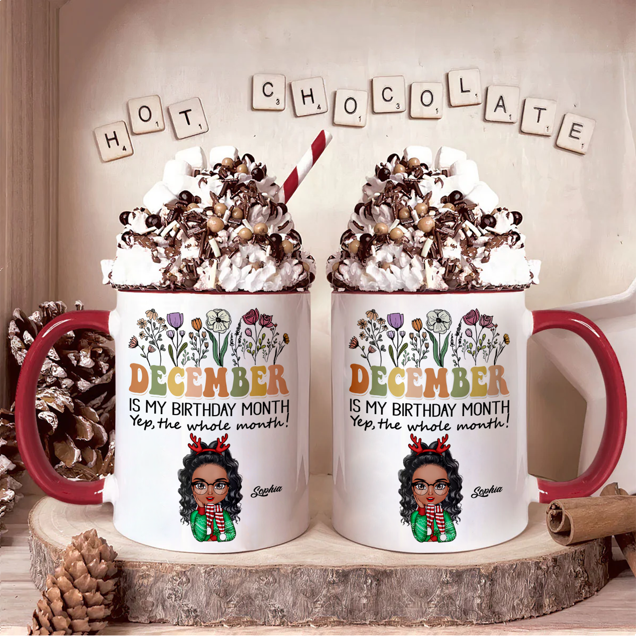 December Birthday Mug, Personalized Birthday Mug, Customized Mug For Birthday, Happy Birthday Personalized Mug