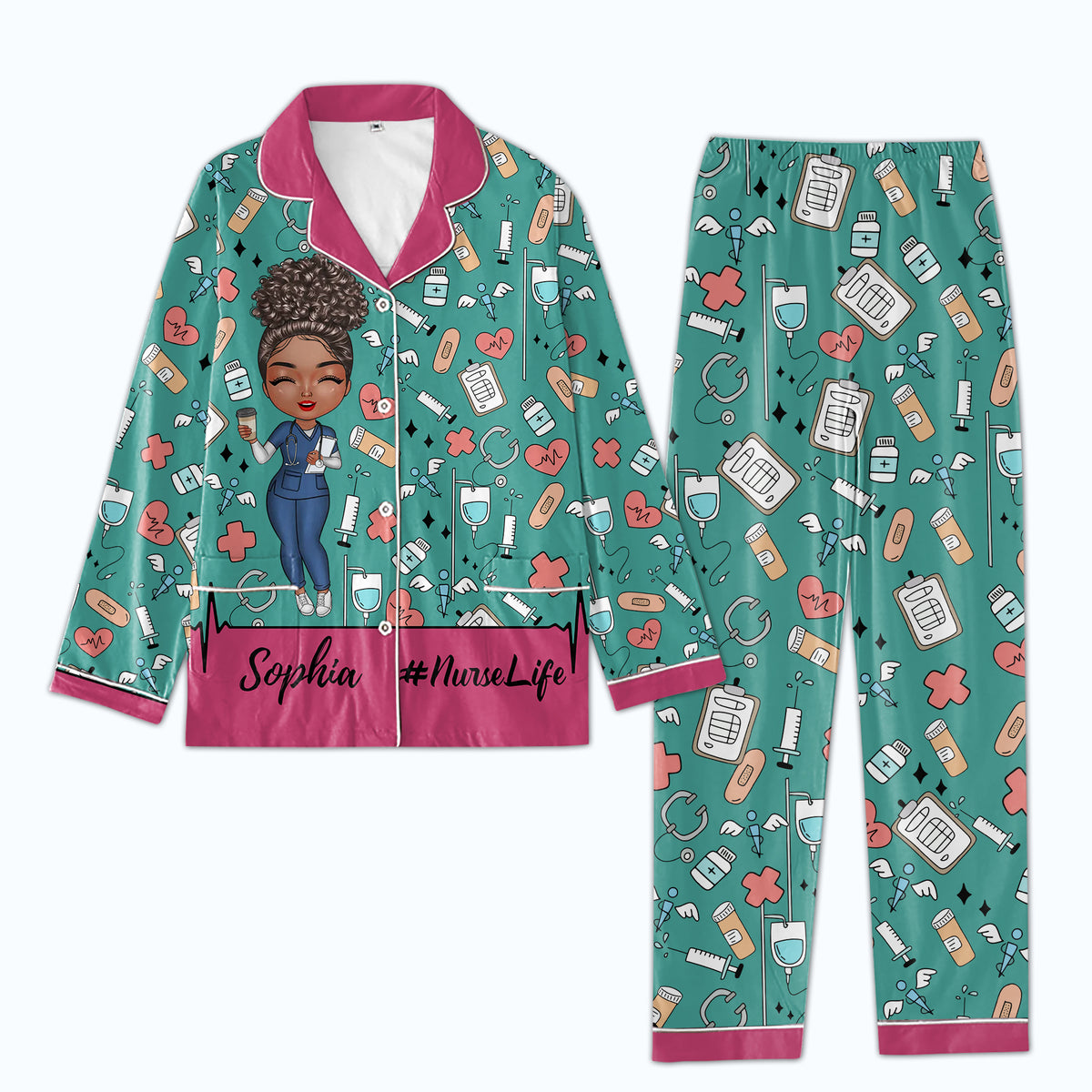 Personalized Women's Pajama Set, Gift For Nurse - Love Nurse Life, It's a beautiful day to save lives