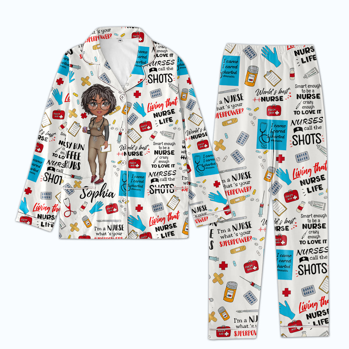 Personalized Women's Pajama Set, Gift For Nurse - Love Nurse Life, It's a beautiful day to save lives