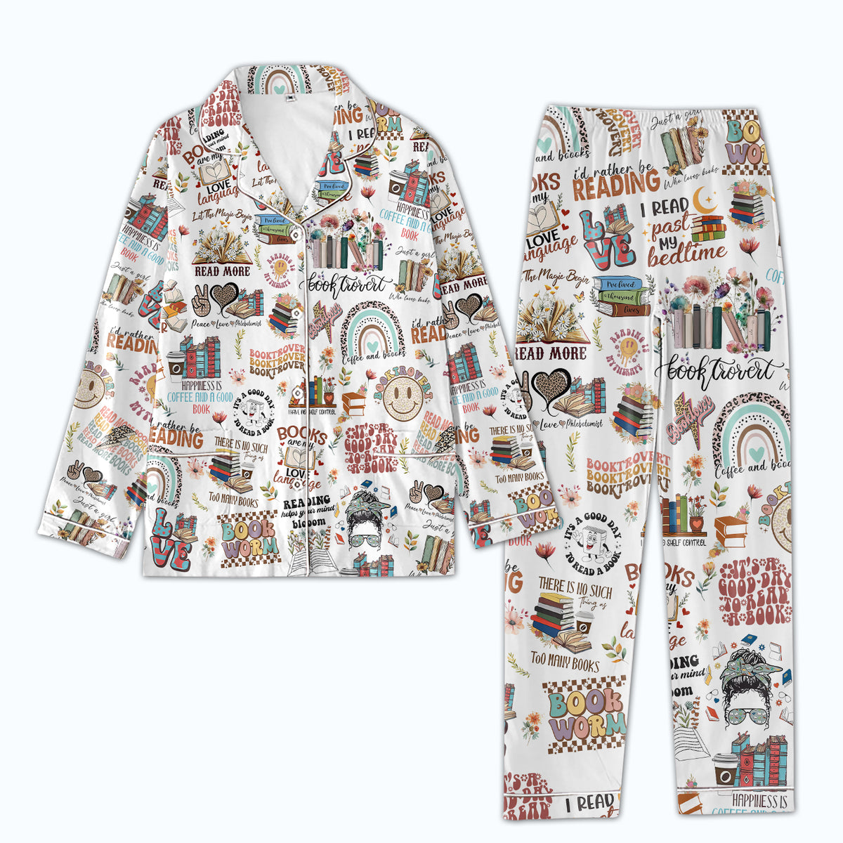 Personalized Women&#39;s Pajama Set, Gift For Book Lovers