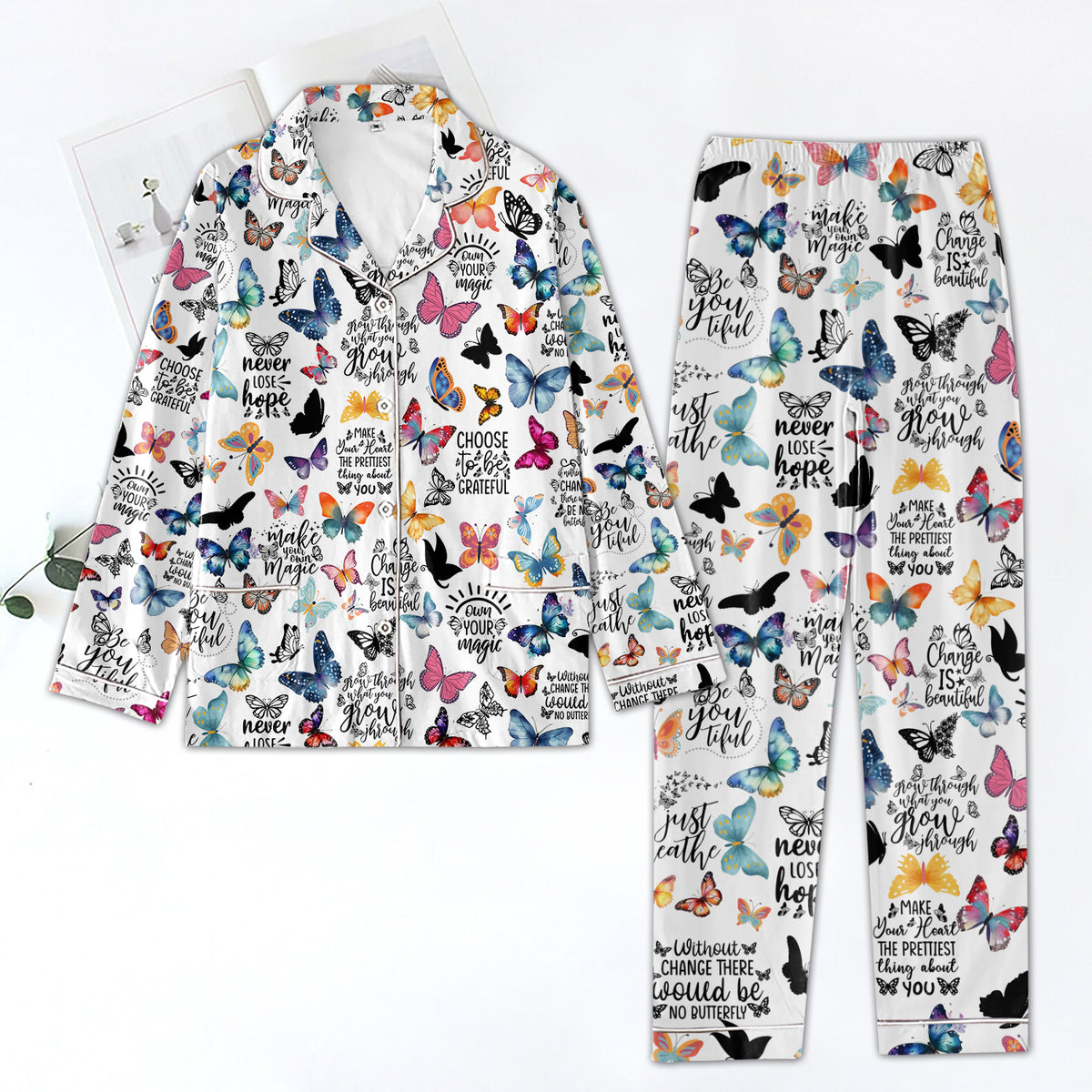 Personalized Women's Pajama Set, Gift For Butterflies Lovers