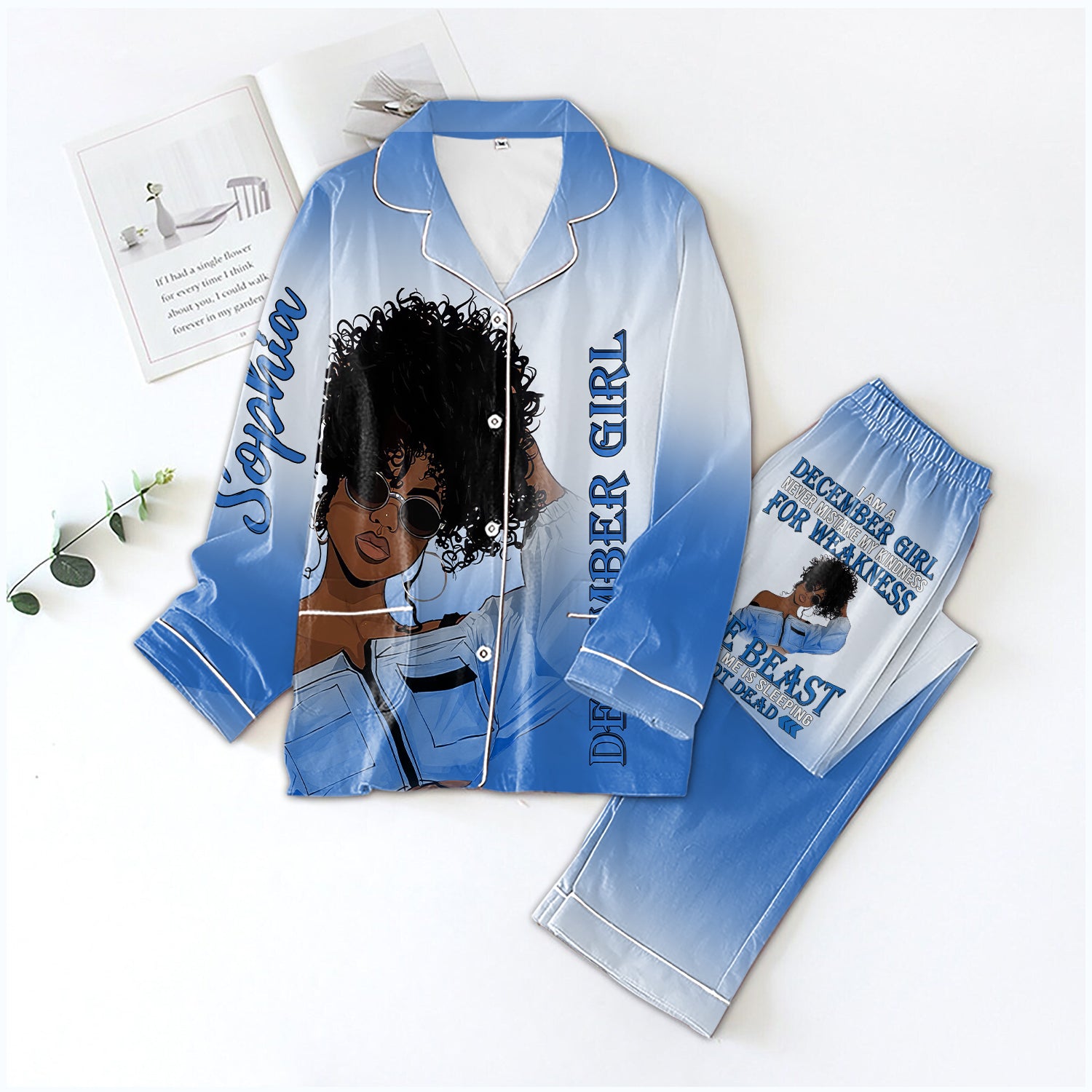 Personalized Women's Pajama Set, Gift For December Queen