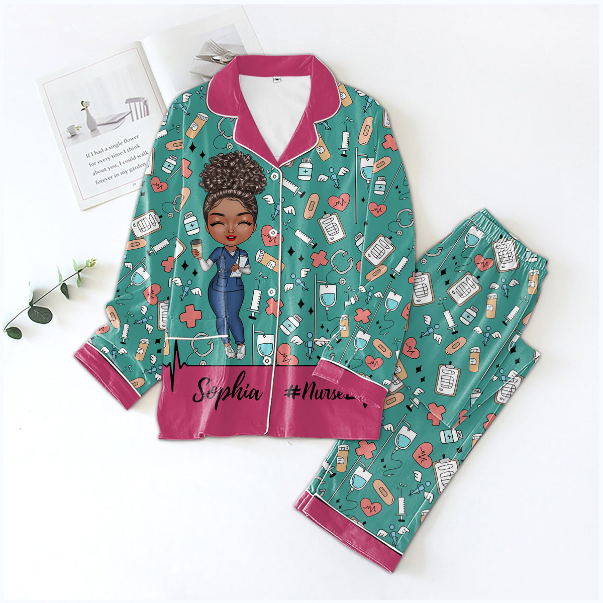 Personalized Women's Pajama Set, Gift For Nurse - Love Nurse Life, It's a beautiful day to save lives