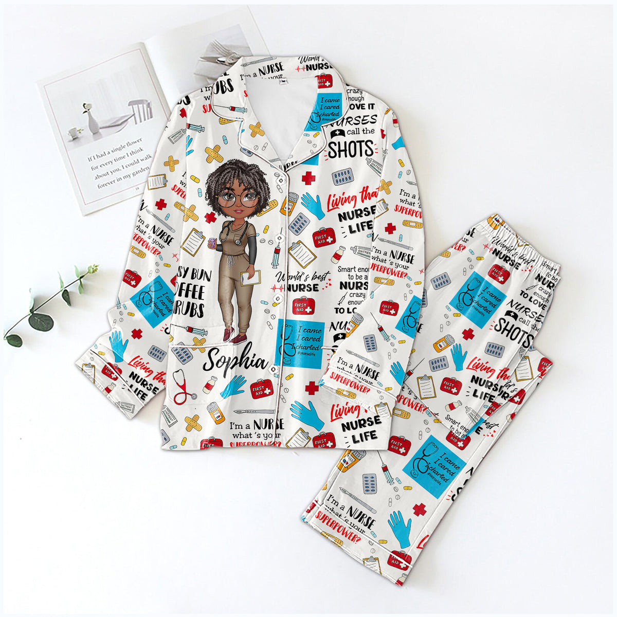 Personalized Women's Pajama Set, Gift For Nurse - Love Nurse Life, It's a beautiful day to save lives