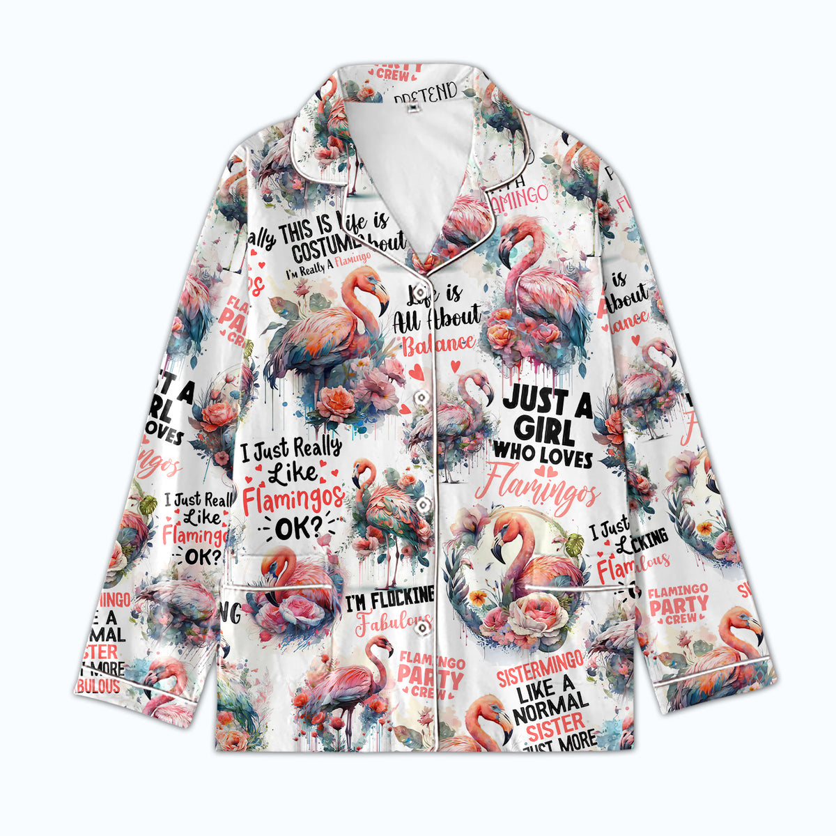 Personalized Women's Pajama Set, Gift For Flamingo Lovers