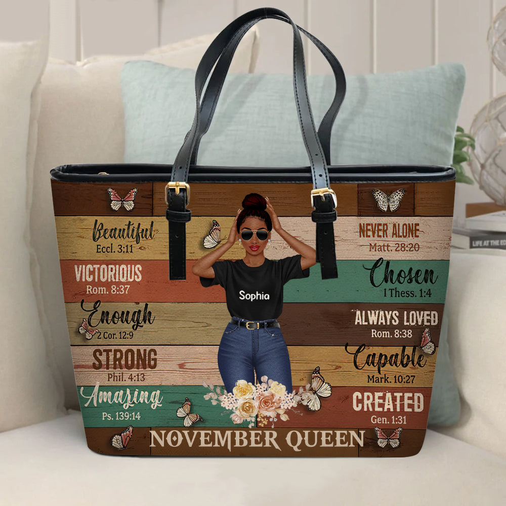 Personalized Tote Bag, Queens Are Born In November Gifts, Custom November Birthday Tote Bag For Woman