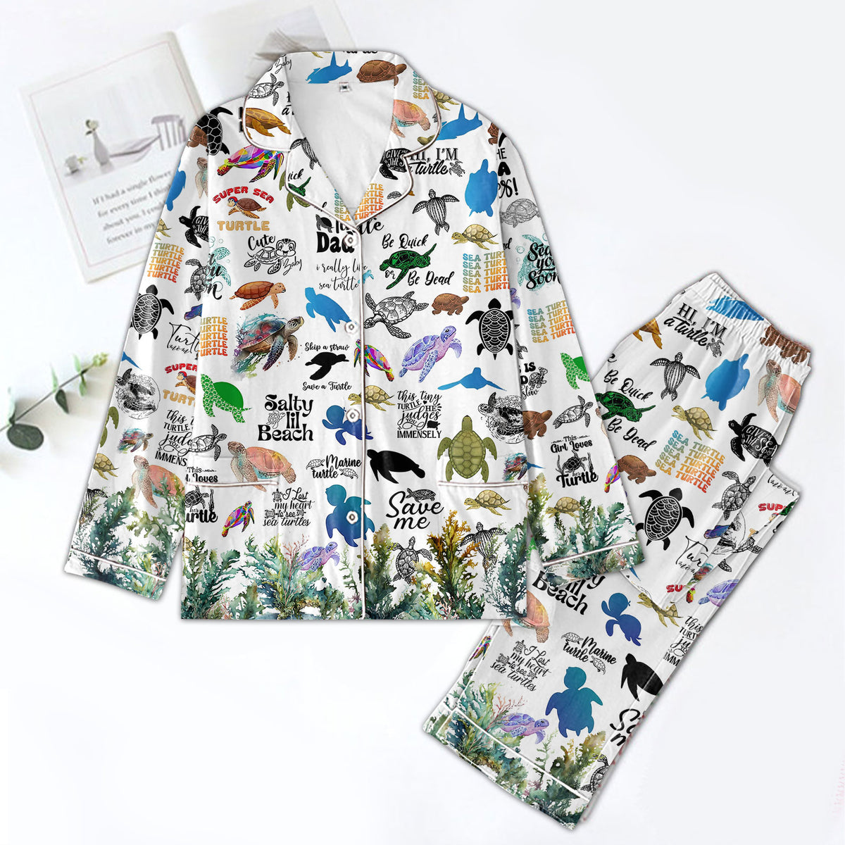 Personalized Women's Pajama Set, Gift For Turtle Lovers