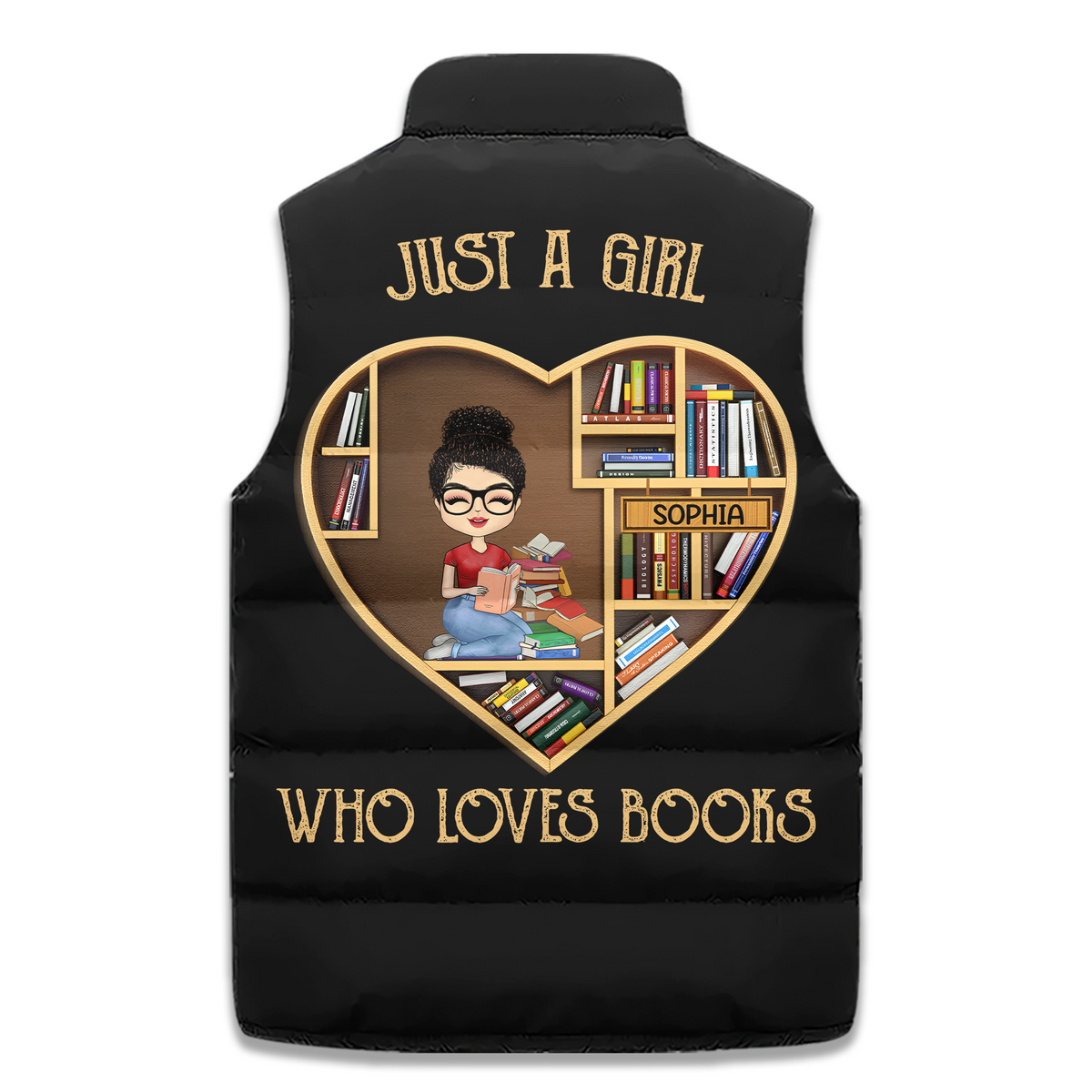 Puffer Vest - Personalized November Birthday Month, Gift Ideas For November Birthday For Girls, Just A Girl Who Loves Books