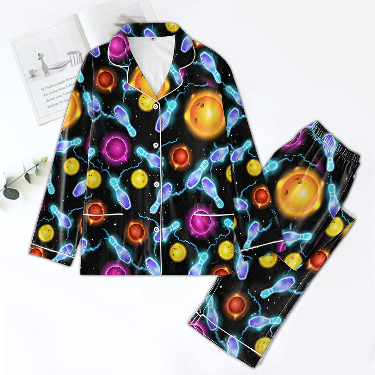 Personalized Women's Pajama Set, Gift For Bowling Lovers