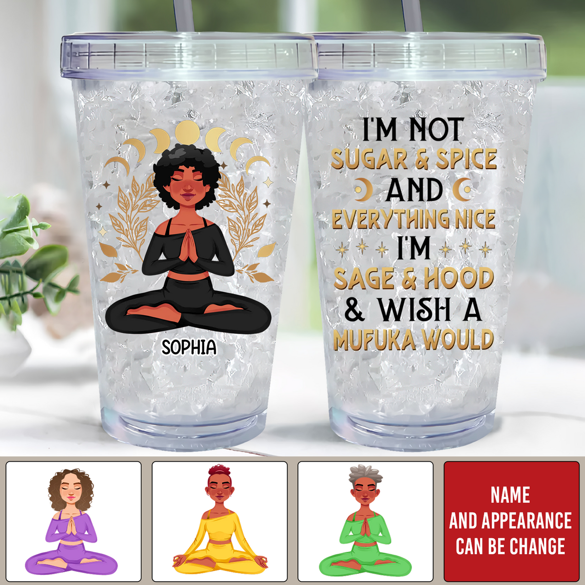 Personalized Clear Acrylic Tumbler w/Straw &amp; Lid, Tumbler Gift Ideas For Her, Yoga Lover