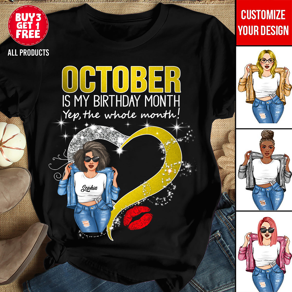Personalized October Birthday Shirt, Custom Birthday Shirt, Queens was Born In October, October Birthday Shirts For Woman, October Birthday Gifts-YPT-TLQ