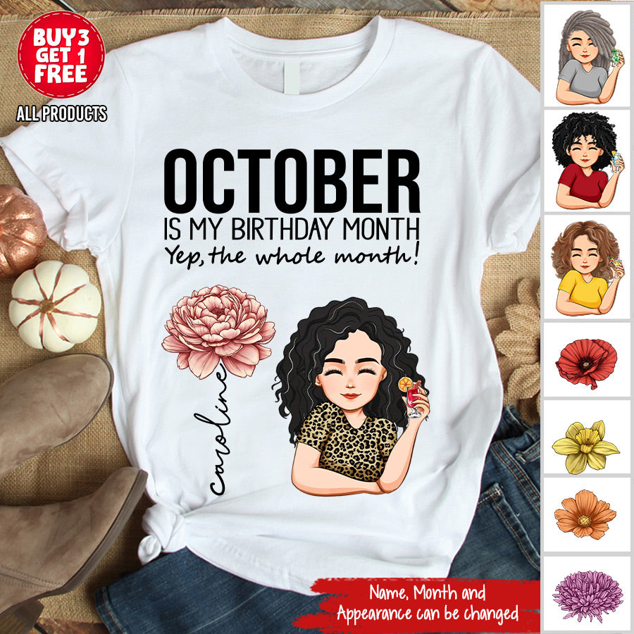 Personalized October Birthday Shirt, Custom Birthday Shirt, Queens are Born In October, October Birthday Shirts For Woman, October Birthday Gifts-YPT-TLQ