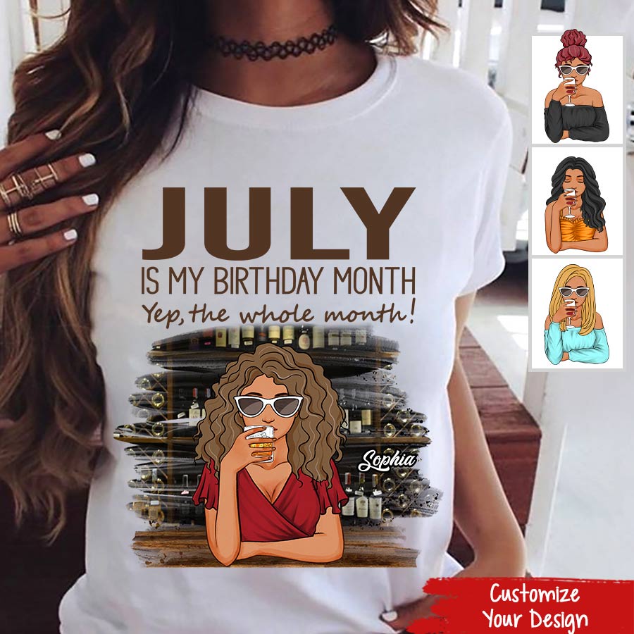 Custom July Birthday Shirt For Woman, Queens Are Born In July Gifts, Melanin Afro Woman Shirt, Black Girl Tee, Afro Queen Gift-YPT-TLQ