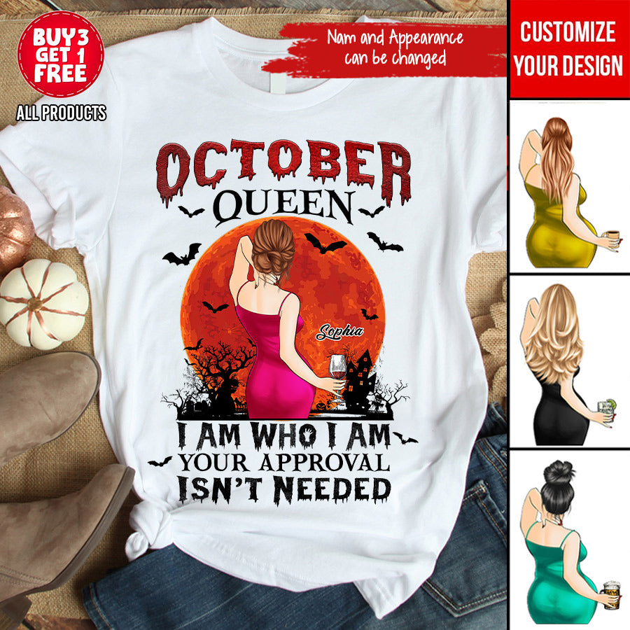 Personalized October Birthday Shirt, Custom Birthday Shirt, Queens are Born In October, October Birthday Shirts For Woman, October Birthday Gifts-YPT-TLQ