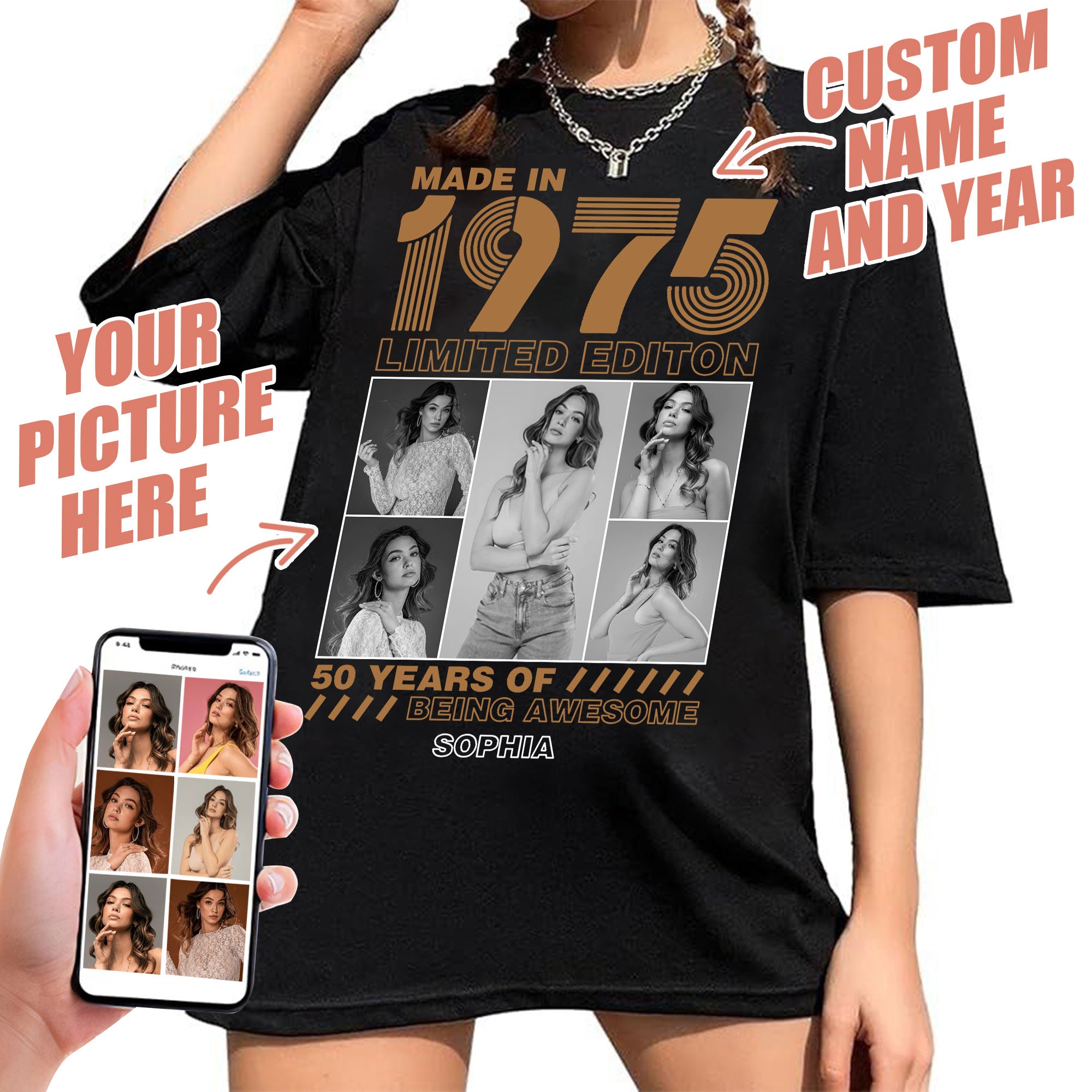 50th Birthday Shirts, Custom Birthday Shirts, Turning 50 Shirt, Gifts For Women Turning 50, 50 And Fabulous Shirt, 1975 Shirt, 50th Birthday Shirts For Her-YPT-TLQ