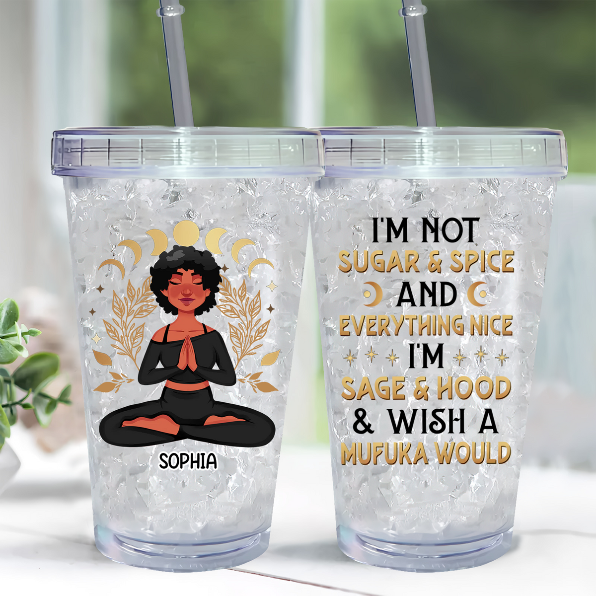 Personalized Clear Acrylic Tumbler w/Straw &amp; Lid, Tumbler Gift Ideas For Her, Yoga Lover