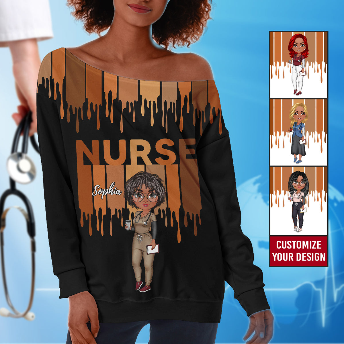Women's Off-Shoulder Sweatshirt - Personalized Gift For Nurse