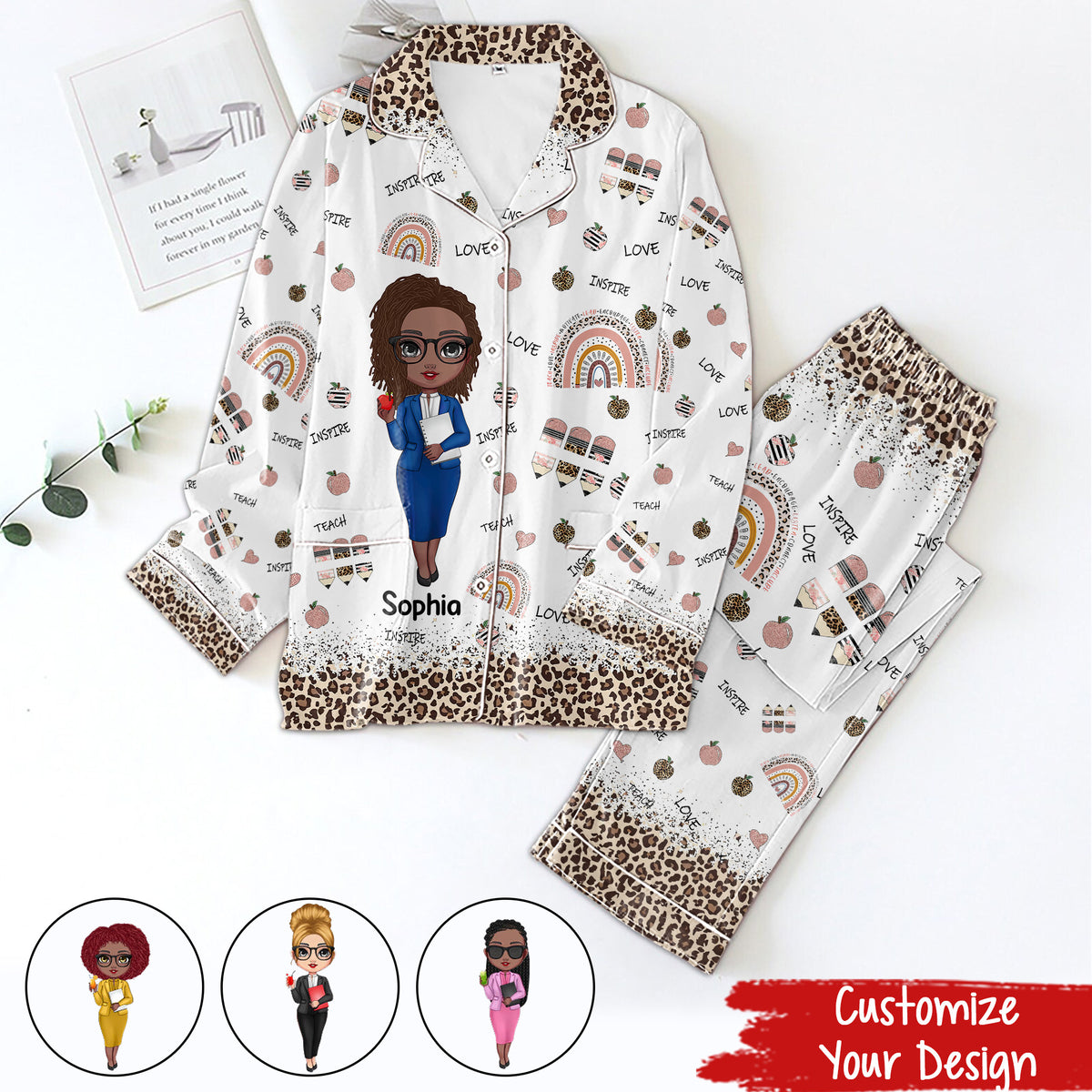 Personalized Women's Pajama Set, Gift For Teachers