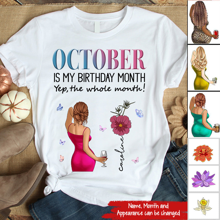Personalized October Birthday Shirt, Custom Birthday Shirt, Queens are Born In October, October Birthday Shirts For Woman, October Birthday Gifts-YPT-TLQ
