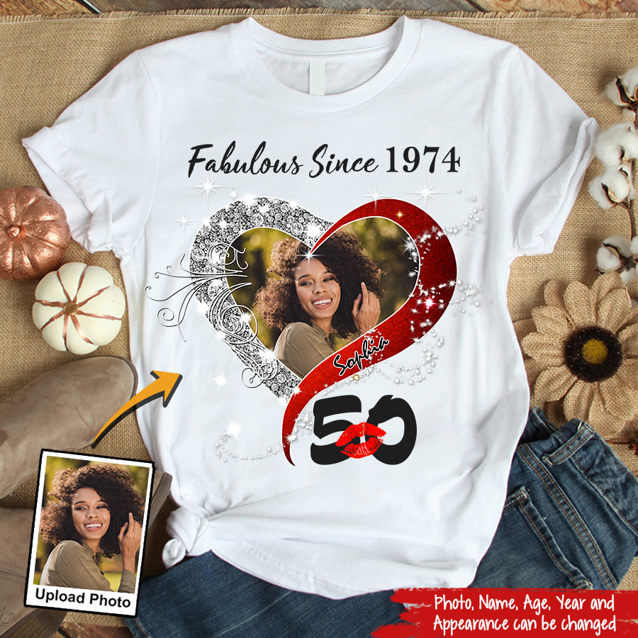 Custom Photo 50&#39;s Birthday Shirt, 50th Birthday Unique T Shirt For Woman, Custom Birthday Shirt, Her Gifts For 50 Years Old, Custom Picture Tee, Personalized Birthday Shirt-YPT-TLQ