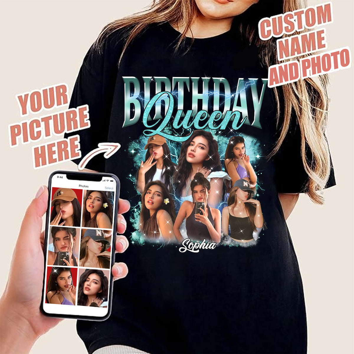 Birthday Shirts, Custom Photo Birthday Shirts, Birthday Shirts For Black Women, Its My Birthday Shirt, Birthday Queen Shirt-YPT-TLQ