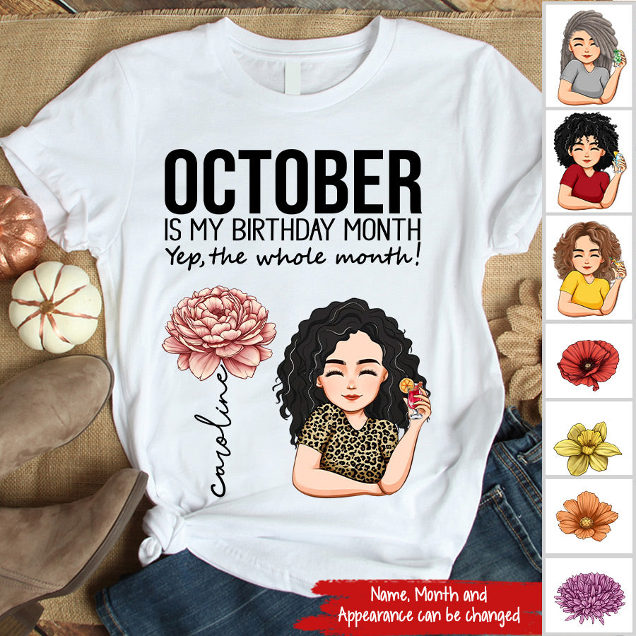 Personalized October Birthday Shirt, Custom Birthday Shirt, Queens are Born In October, October Birthday Shirts For Woman, October Birthday Gifts-YPT-TLQ