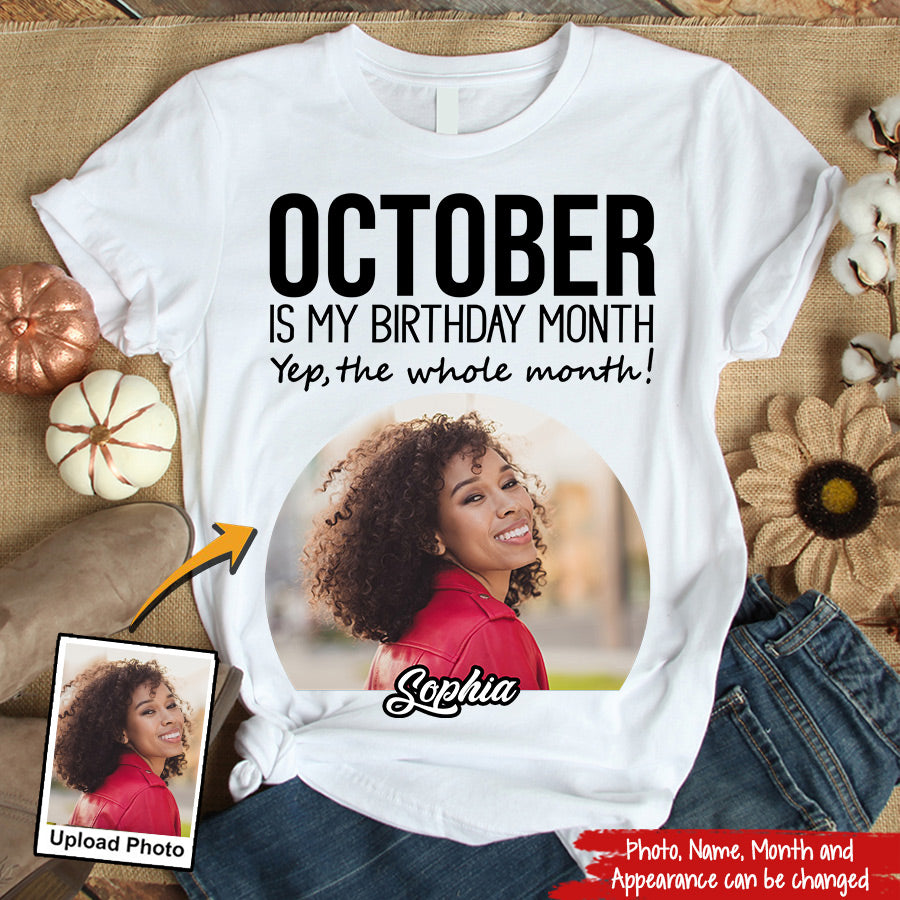 Custom Photo 50&#39;s Birthday Shirt, 50th Birthday Unique T Shirt For Woman, Custom Birthday Shirt, Her Gifts For 50 Years Old, Custom Picture Tee, Personalized Birthday Shirt-YPT-TLQ