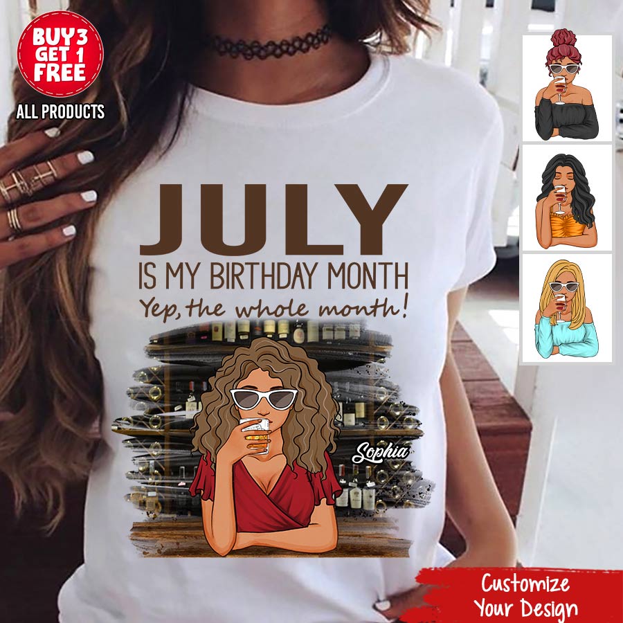 Custom July Birthday Shirt For Woman, Queens Are Born In July Gifts, Melanin Afro Woman Shirt, Black Girl Tee, Afro Queen Gift-YPT-TLQ