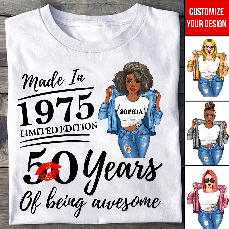 50th Birthday Shirts, Custom Birthday Shirts, Turning 50 Shirt, Gifts For Women Turning 50, 50 And Fabulous Shirt, 1975 Shirt, 50th Birthday Shirts For Her-YPT-TLQ
