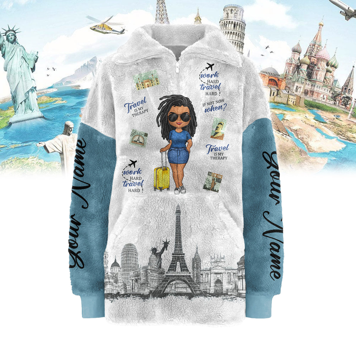 Borg Fleece Sweatshirt - Personalized Gift For Travel lovers