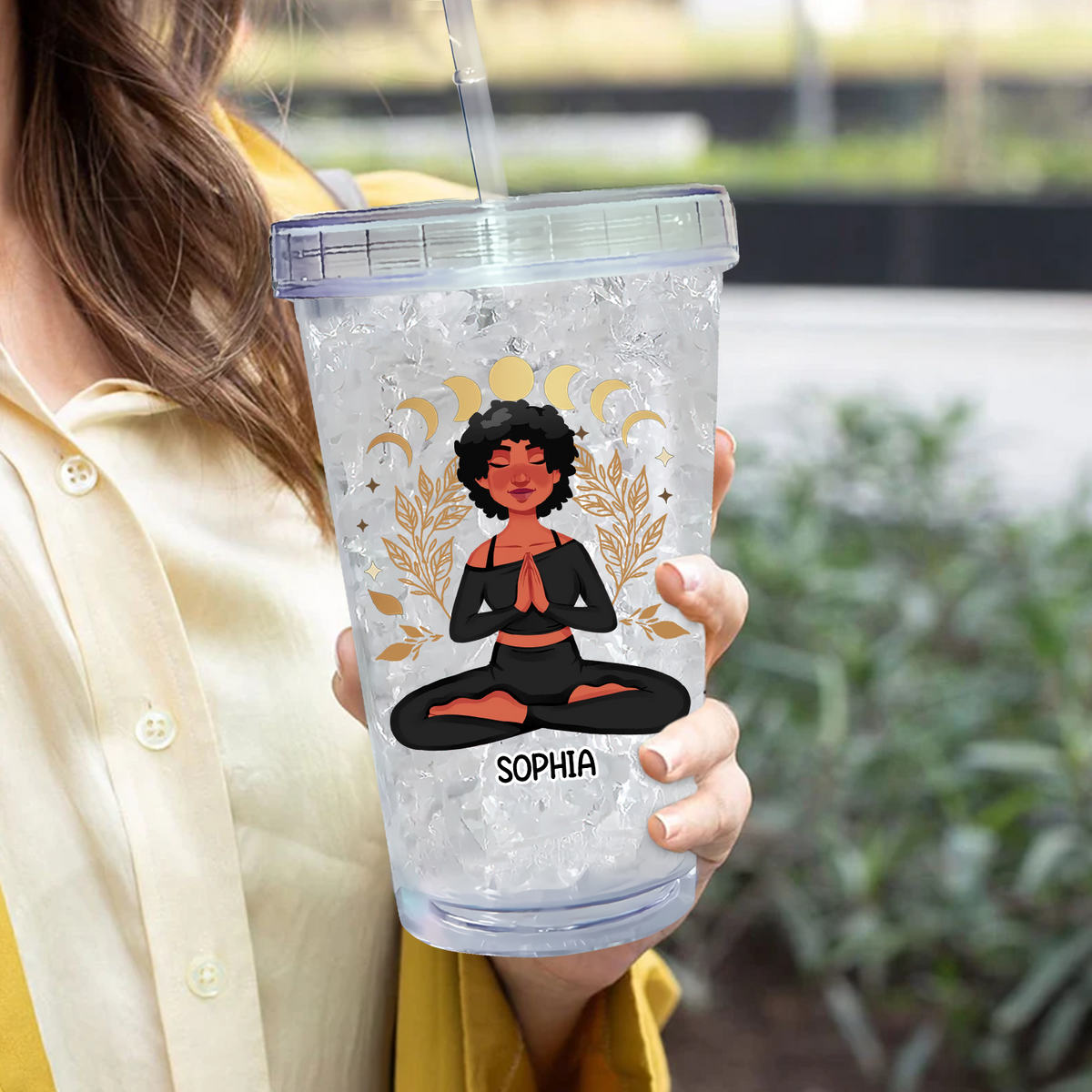 Personalized Clear Acrylic Tumbler w/Straw &amp; Lid, Tumbler Gift Ideas For Her, Yoga Lover