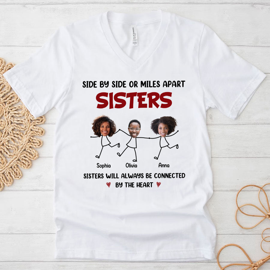 Personalized shirt for sisters, big sister tshirt, We Were Put On This Earth To Be Sisters By Heart