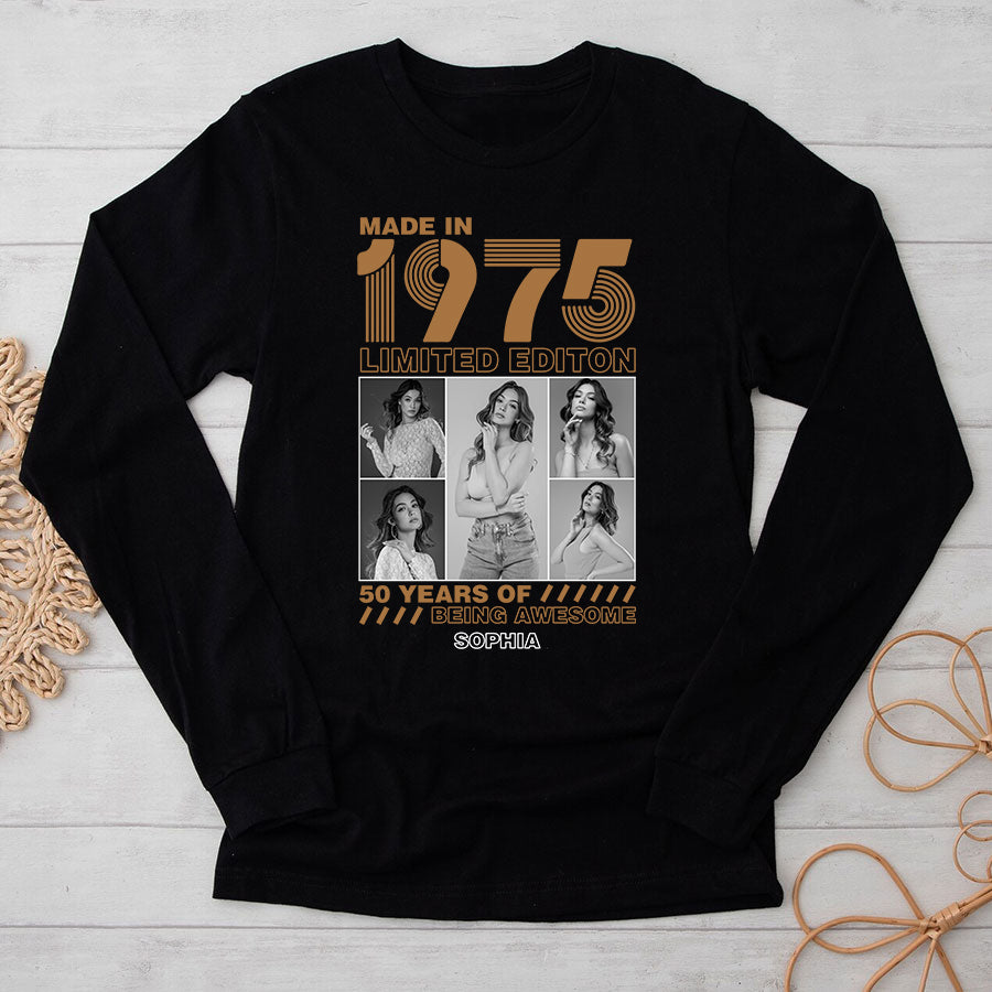 50th Birthday Shirts, Custom Birthday Shirts, Turning 50 Shirt, Gifts For Women Turning 50, 50 And Fabulous Shirt, 1975 Shirt, 50th Birthday Shirts For Her-YPT-TLQ