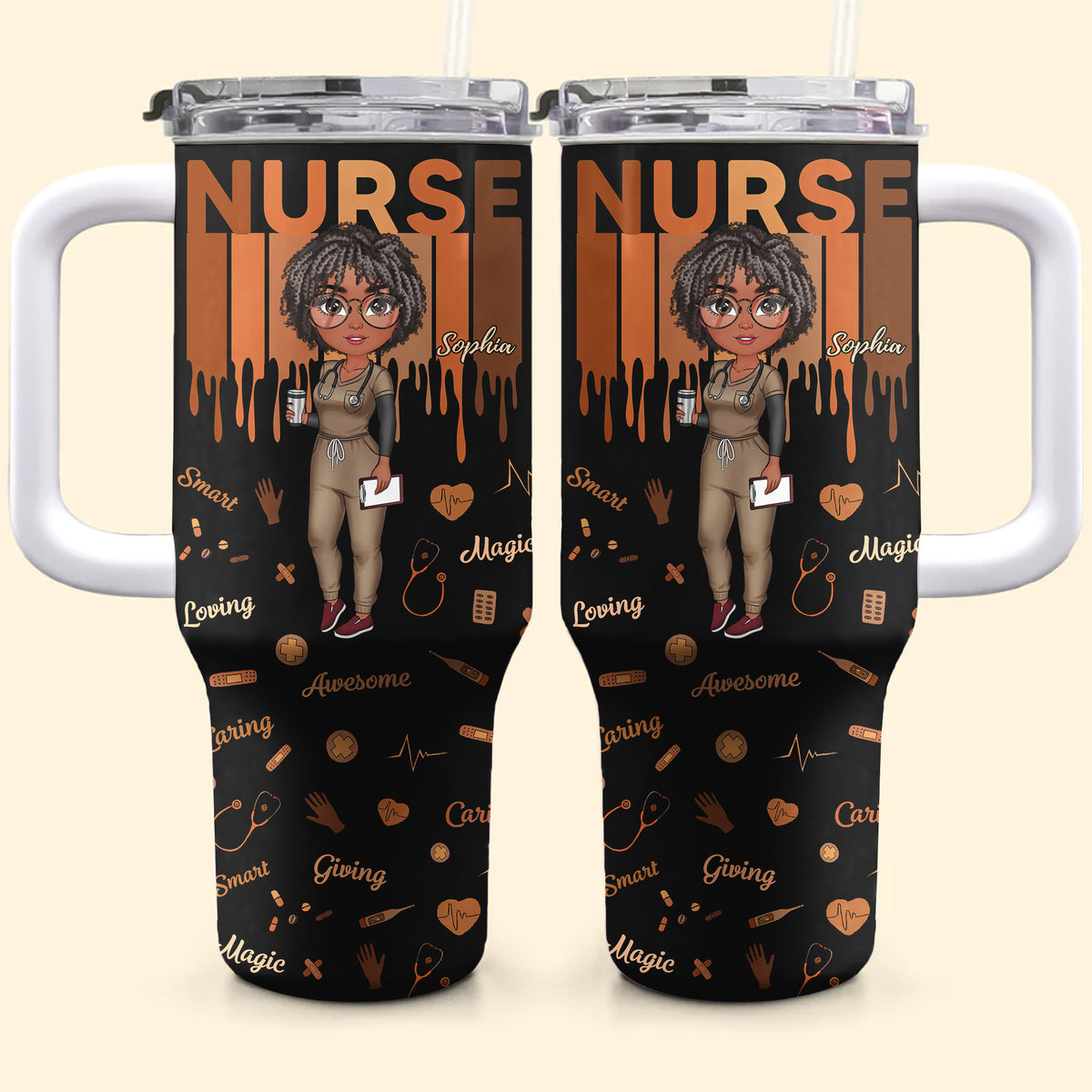Personalized Tumbler With Straw, Gift For Nurses