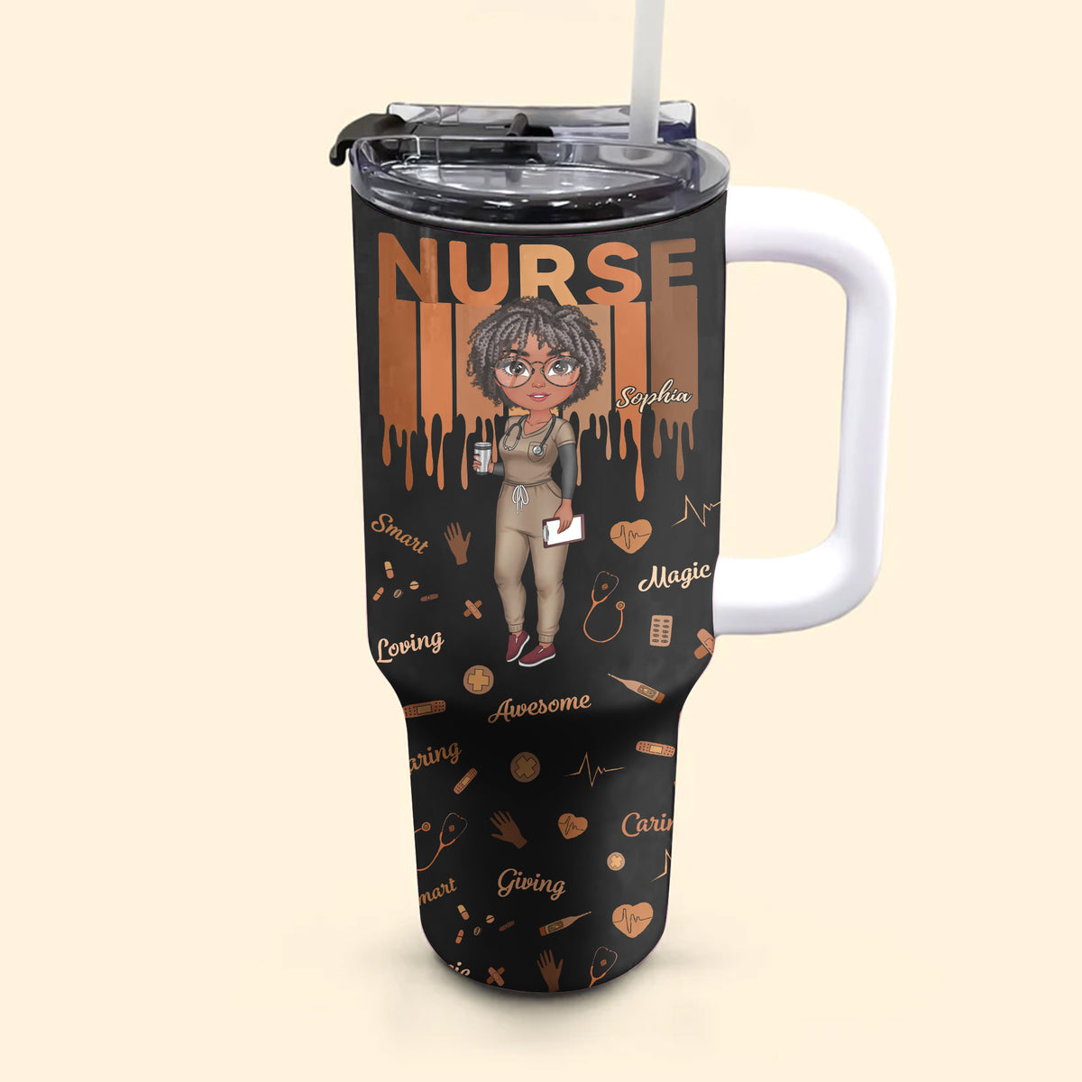 Personalized Tumbler With Straw, Gift For Nurses