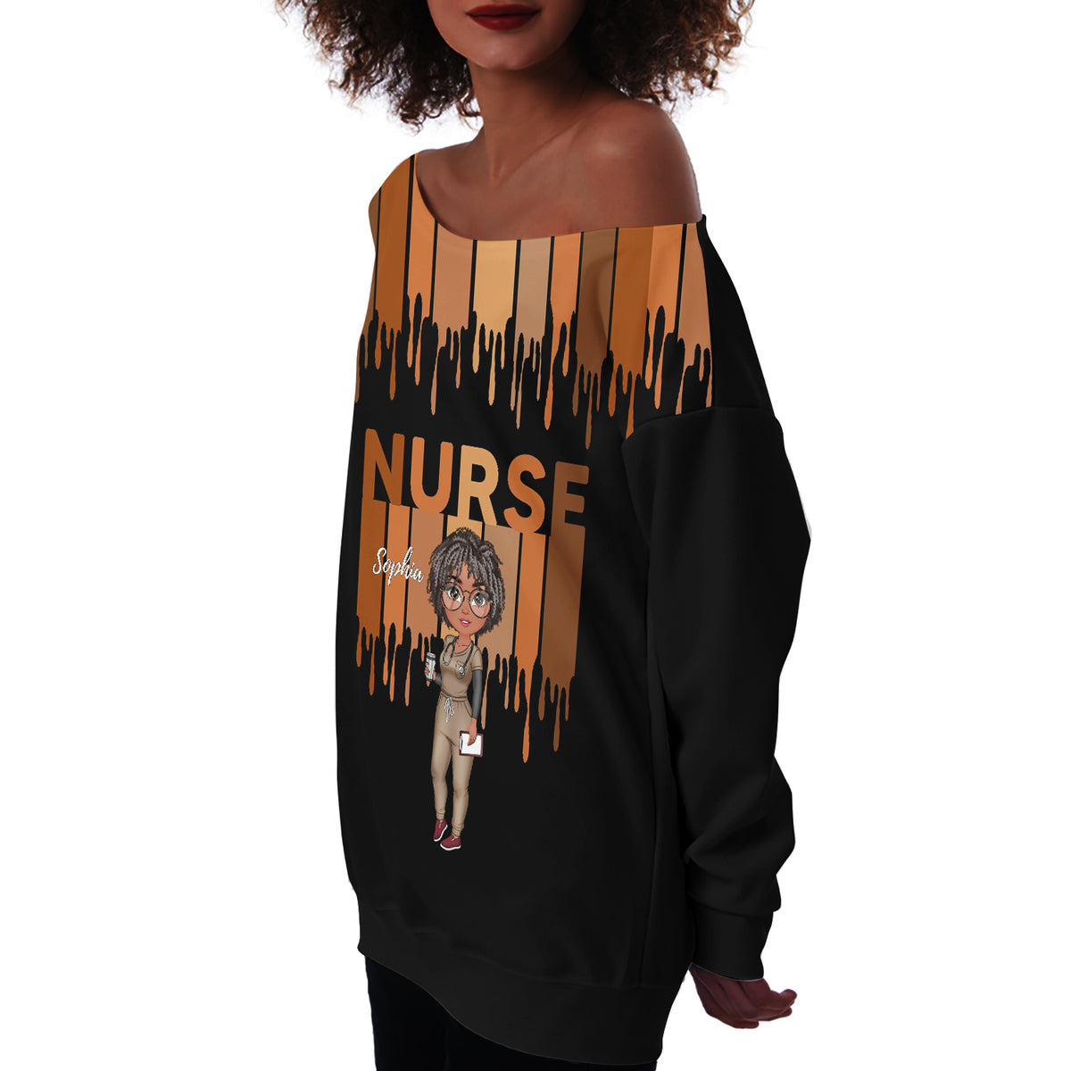 Women's Off-Shoulder Sweatshirt - Personalized Gift For Nurse