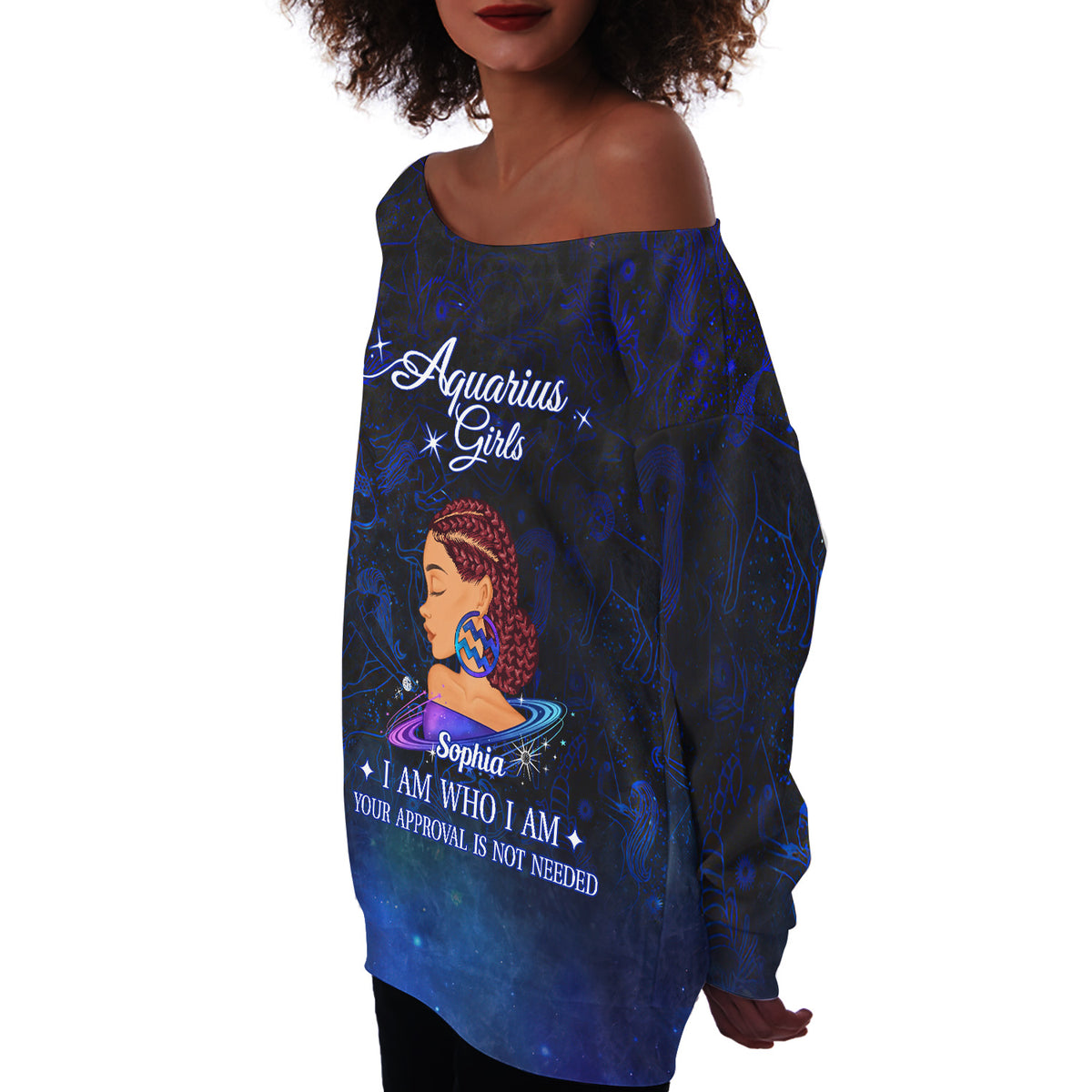 Women's Off-Shoulder Sweatshirt - Personalized Gift For Aquarius Girls