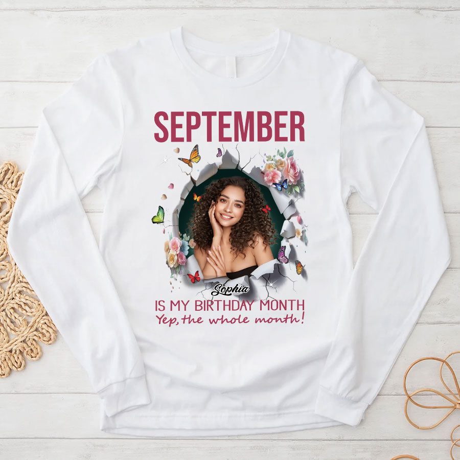 September Birthday Shirt, Custom Birthday Shirt, Queens are Born In September, September Birthday Shirts For Woman, September Birthday Gifts, Melanin Afro Woman Shirt, Black Girl Tee, Afro Queen Black Pride Gift-YPT-TLQ