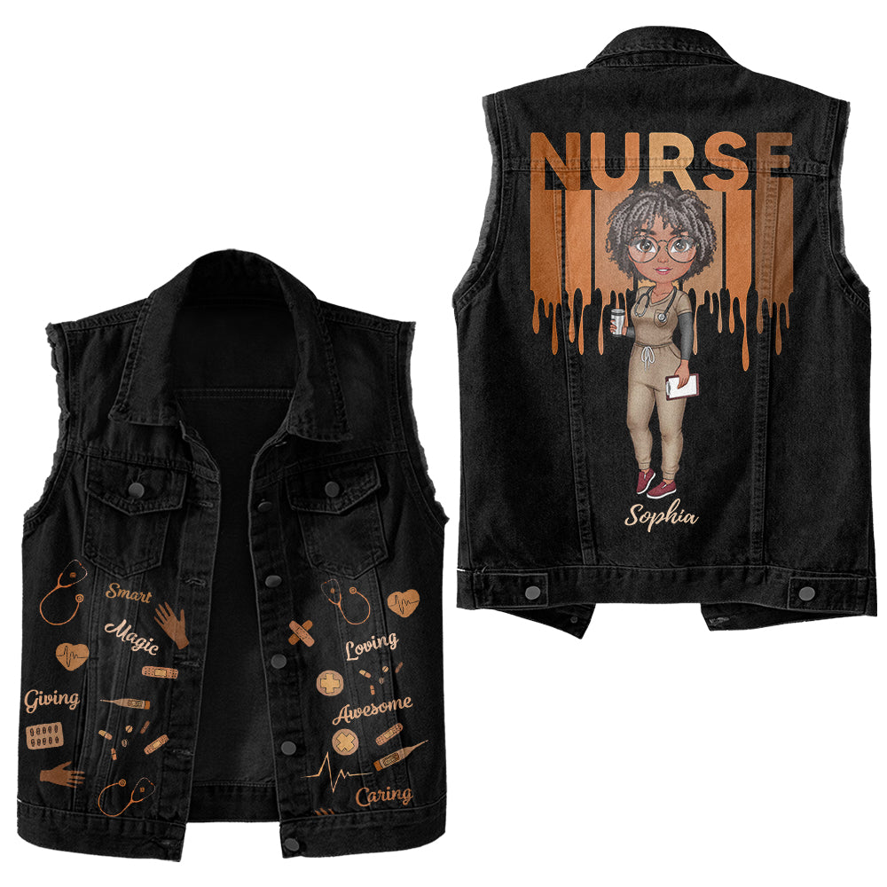 Premium Log Denim Vest - Gift For Women, Denim Vest Nurse, Nurse Gift Idea