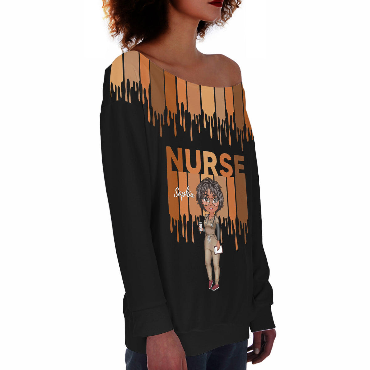 Women's Off-Shoulder Sweatshirt - Personalized Gift For Nurse