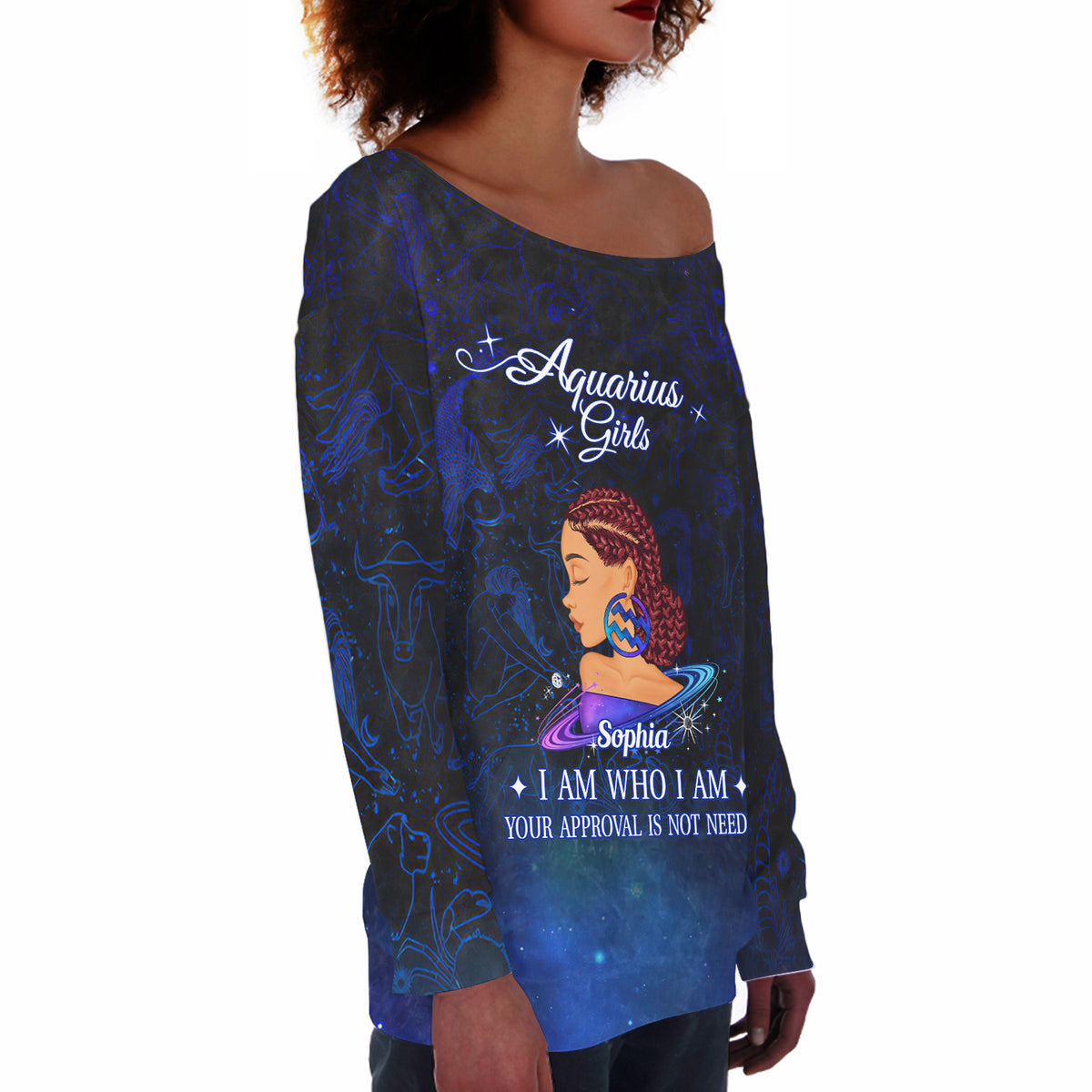Women's Off-Shoulder Sweatshirt - Personalized Gift For Aquarius Girls