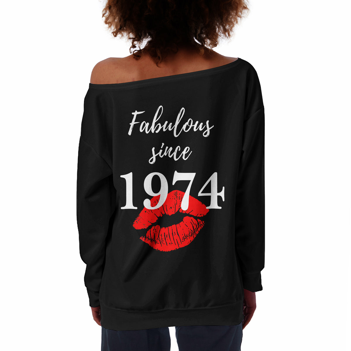 Women&#39;s Off-Shoulder Sweatshirt, Chapter 50, Fabulous Since 1974 50th Birthday - TLQ