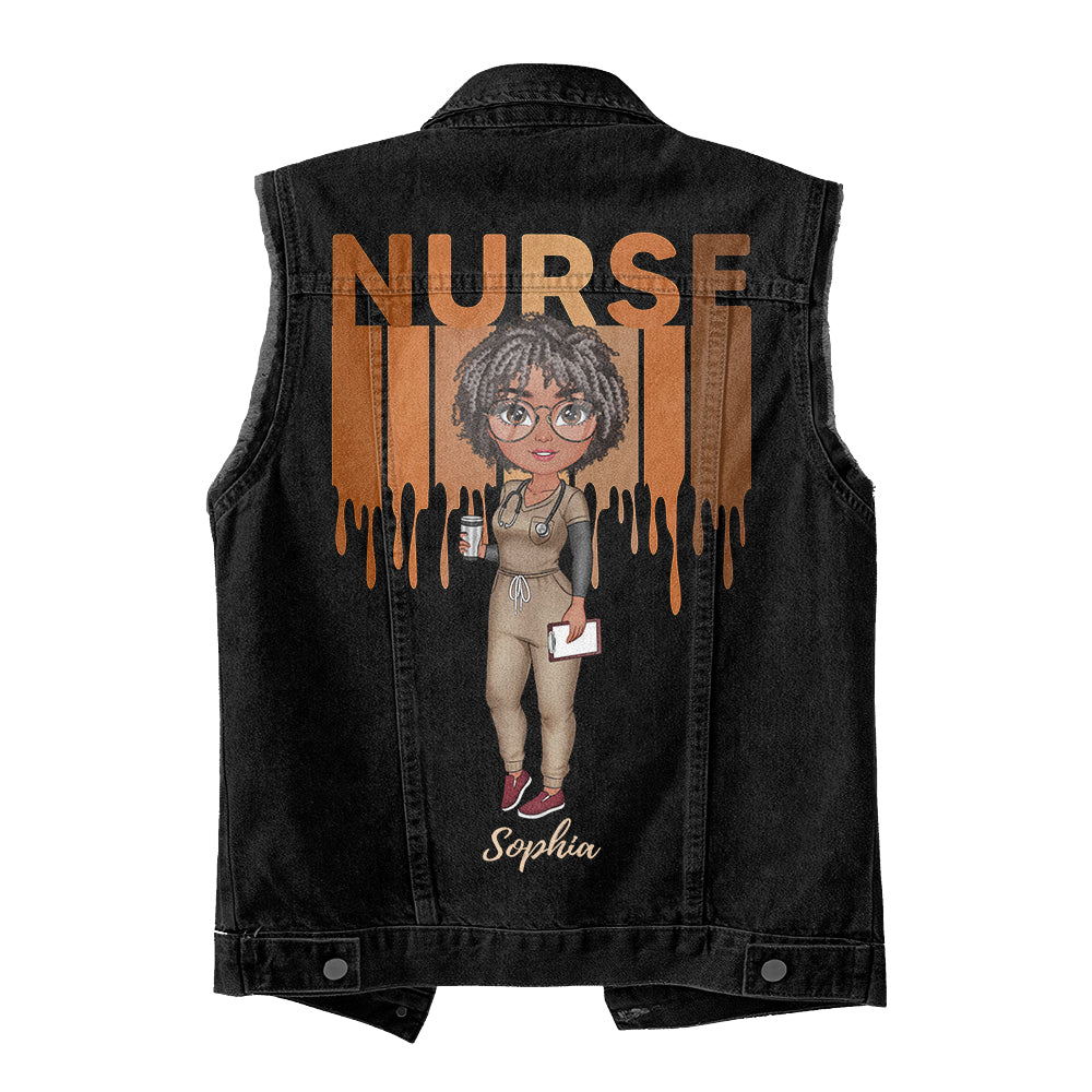 Premium Log Denim Vest - Gift For Women, Denim Vest Nurse, Nurse Gift Idea