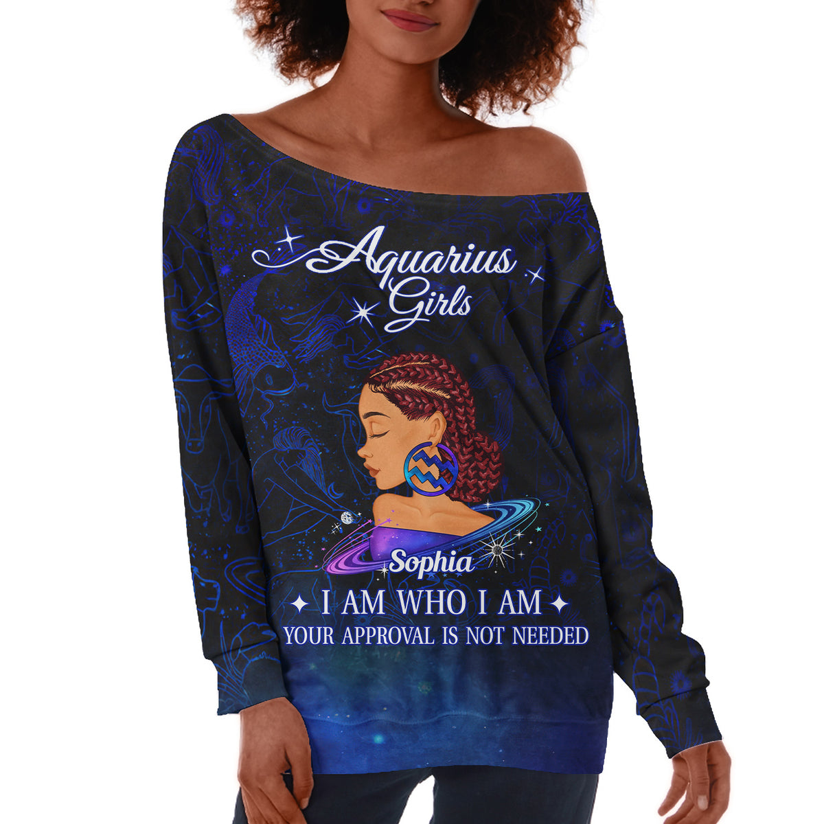 Women's Off-Shoulder Sweatshirt - Personalized Gift For Aquarius Girls