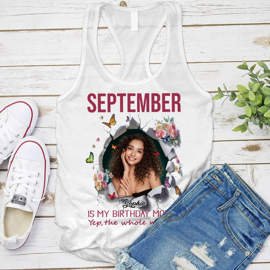 September Birthday Shirt, Custom Birthday Shirt, Queens are Born In September, September Birthday Shirts For Woman, September Birthday Gifts, Melanin Afro Woman Shirt, Black Girl Tee, Afro Queen Black Pride Gift-YPT-TLQ
