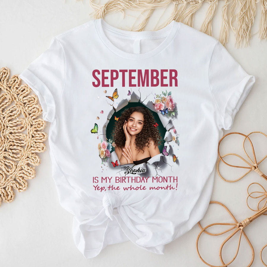 September Birthday Shirt, Custom Birthday Shirt, Queens are Born In September, September Birthday Shirts For Woman, September Birthday Gifts, Melanin Afro Woman Shirt, Black Girl Tee, Afro Queen Black Pride Gift-YPT-TLQ