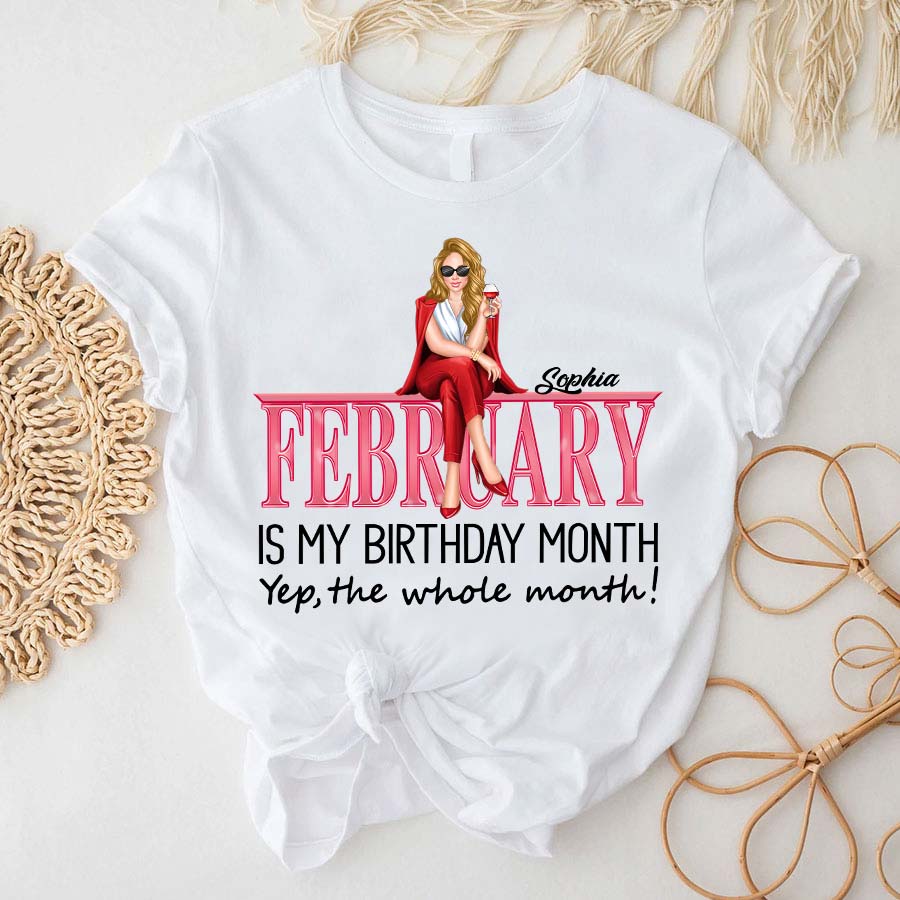 Custom February Birthday Shirt For Woman, Queens Are Born In February Gifts, Melanin Afro Woman Shirt, Black Girl Tee, Afro Queen Gift-YPT-TLQ