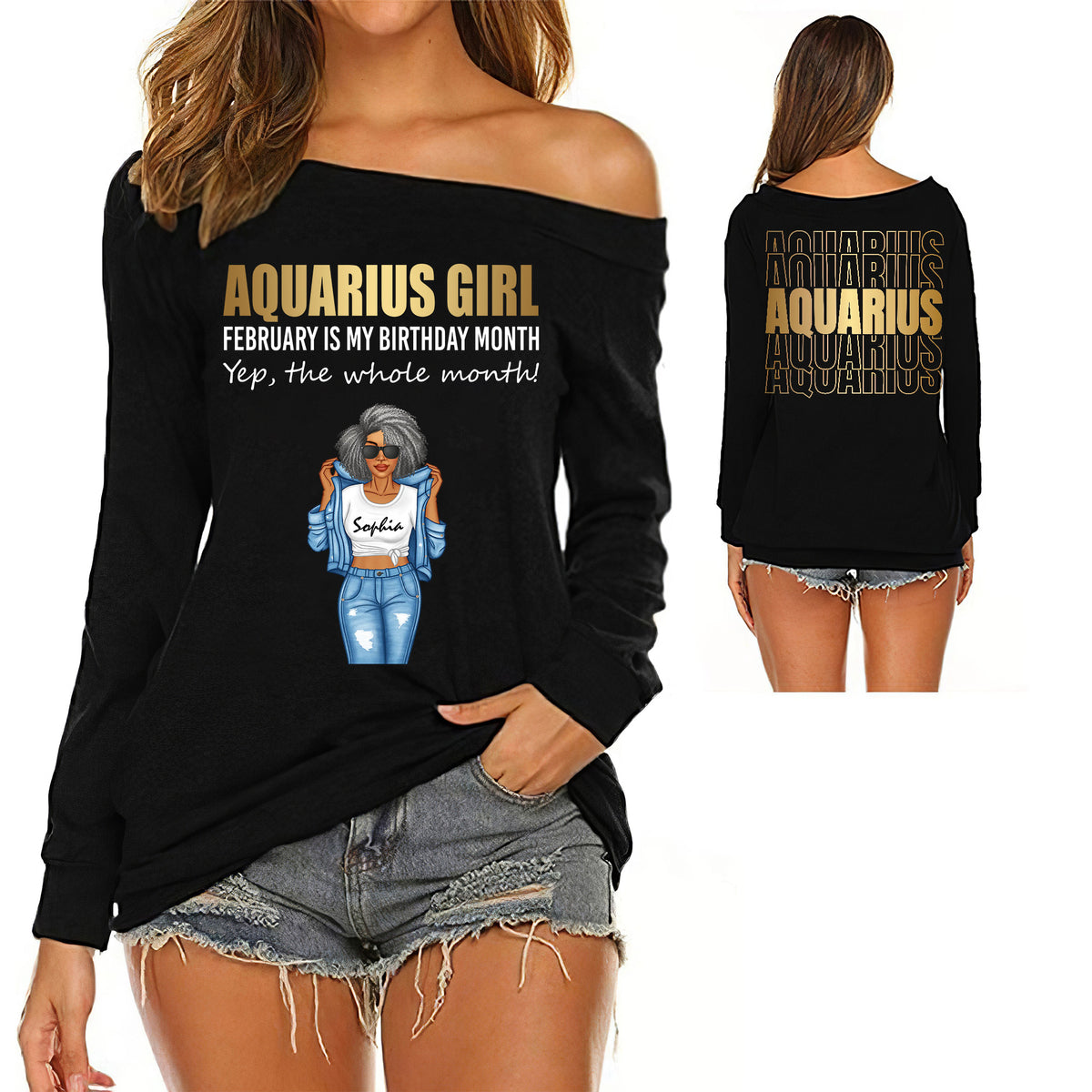 Women&#39;s Off-Shoulder Sweatshirt - Personalized Gift For Aquarius Girls - TLQ