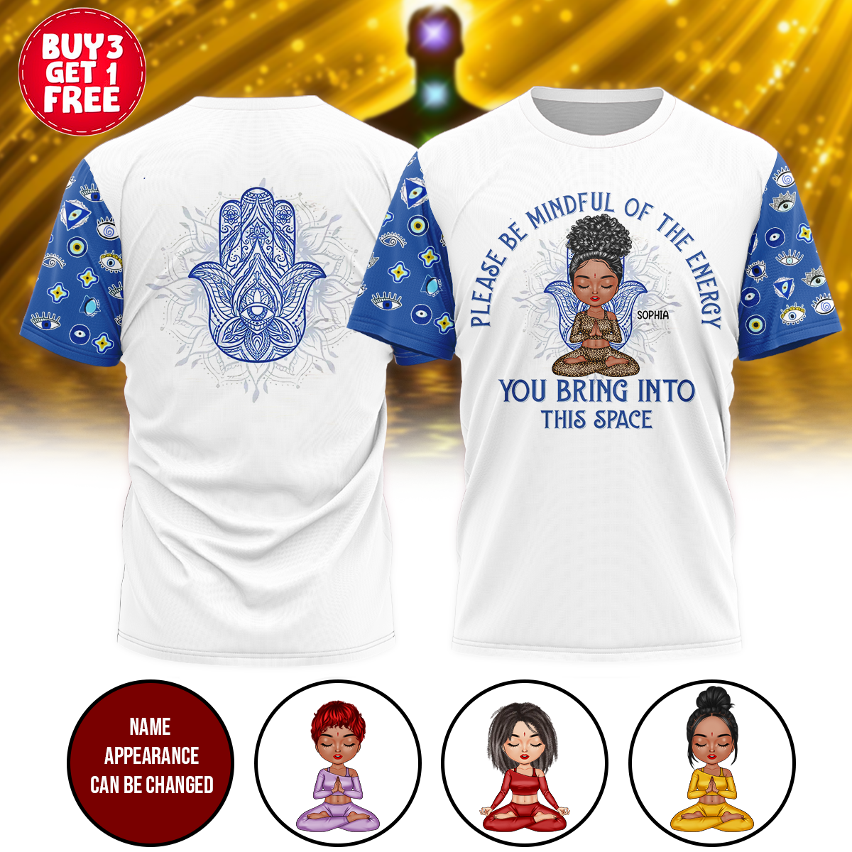 Personalized T Shirt, Please Be Mindful Of The Energy You Bring Into This Space T Shirt, Gift For Yoga Lover