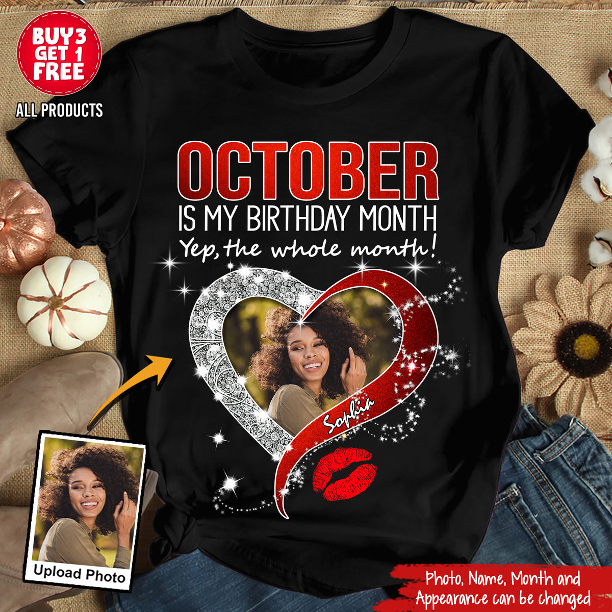 Custom Face Photo October Birthday Shirt, Custom Birthday Shirt, Queens are Born In October, October Birthday Shirts For Woman, October Birthday Gifts-YPT-TLQ